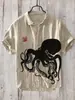 Camisa Hawaiana con Estampado de Vida Marina Transfronteriza para Hombre de Verano Transpirable de Manga Corta Absorbente de Sudor Solapa Transpirable y Absorbente de Sudor