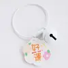 Estilo Ins bendición de paz y alegría llavero acrílico colgante de bolsa de flores regalo creativo para pareja hecho a medida