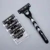 Barbeador Manual com Lâminas de Aço Inoxidável de 3 Camadas, Cabeça da Lâmina Anti-Riscos para Uso Transfronteiriço, Barbeador Masculino Venda por Atacado