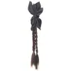 Peluca Cola de Caballo con Pinza para Mujer Lazo Negro Trenza Torcida Peluca China Media Peluca Cola de Caballo