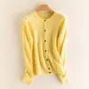 Cardigan de Punto Trenzado de Cachemira de Color Sólido, Estilo Suave y Pegajoso, para Mujer, Cuello Redondo, Tejido Holgado, Sensación de Prenda Exterior Pequeña, Top de Otoño