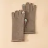Luvas de Tricô Femininas Outono e Inverno com Tela Sensível ao Toque em Cinco Dedos 100% Caxemira Pura Luvas Quentes Espessas à Prova de Frio para Ciclismo