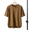 Camiseta de manga corta con cuello redondo de color sólido de tendencia de moda para hombre de verano de calidad 2024, top informal para jóvenes.