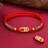 Pulsera de Cuerda Colorida Estilo Chino Festival del Bote del Dragón Tejida a Mano Estilo Étnico Año Zodiacal Hombres y Mujeres Paz y Alegría Cuerda Roja