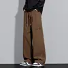 Nova Tendência High Street Primavera e Outono Calças Casuais Pretas Versáteis Calças Esportivas Masculinas Largas de Perna Reta Loose Cross-border