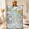 Manta con diseño de mapa de animales transfronterizo, hecha a medida, superventas en Amazon para niños y adultos, manta para pintar y garabatear a mano DIY