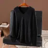 Novo Estilo Tricô de Cashmere 100% Puro com Decote em V Escovado para Mulheres, Estilo Outono/Inverno Macio e Aconchegante, Top de Tricô de Alta Qualidade