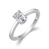 Anillo Clásico de Plata de Ley S925 con Moissanita, Diseño de Brazos Ligeros con Cuatro Garras Cerradas para Mujer, Simple, Moderno y Versátil