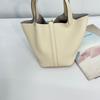 Bolso de Mujer Tipo Cesta de Verduras Bolso Cubo Portátil Gran Capacidad Textura Simple Bolso de Mano Bolsa Nueva 2024 Moda para Viajes Diarios