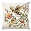 Nova Fronha de Linho Estilo Chinês com Estampa Floral Colorida de Fênix Capa de Almofada Decorativa para Sofá Almofada Interna para Sala de Estar