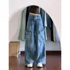 Jeans Anchos de Retazos Vintage Lavados de Alta Resistencia para Mujer, Novedad Otoño 2025 de Cintura Alta, Sueltos hasta el Suelo, Pantalones de Trabajo