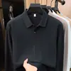 Camisa polo de manga larga de algodón piqué hexagonal puro para hombre, nuevo estilo otoño 2026, cuello camisero, color liso, camiseta casual y transpirable para hombre
