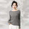 Suéter de Tricô de Lã Sem Costura Yangzi Yarn para Mulheres, Padrão Ondas d'Água, Gola Redonda, Corte Justo, Suéter Base para Camadas Outono e Inverno