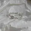 Anel Quadrado de Diamante com Corrente Estilo Coreano Moda Feminina Sensação de Alto Padrão Anel de Empilhar Anel de Dedo Alimentício Estilo Nicho Ins Anel de Dedo Aberto