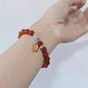 Taixi Joyería Nuevo Estilo Chino 8mm Ágata Roja Pulsera de Cristal Círculo Único para Mujer Pulsera de Oro Antiguo Joyería al por Mayor