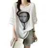 Camiseta de Manga Corta con Retazos y Ribete de Encaje para Mujer Tallas Grandes, Nuevo Estilo de Verano, Corte Holgado, Versátil, Adelgazante y Favorecedor