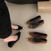 Zapatos Elegantes de Tacón Alto Estilo Francés, Boca Baja, Tacón Fino, Nuevos Colores Verano 2025 Bloque de Color, Punta Fina, Femeninos, para Combinar con Faldas