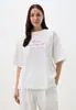 Camiseta Holgada de Nuevo Estilo para Mujer con Estampado de Letras de Verano, Estilo Coreano, Estilo Relajado, Top Blanco Versátil Casual de Manga Corta