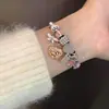 Estilo Luxo Leve Pulseira de Coração Esmaltado com Strass e Libélula de Cristal Pulseira Doce com Personalidade de Nicho Joia de Mão com Sensação de Luxo Leve e de Alta Qualidade