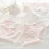 Ropa Interior Rosa de Algodón Puro para Mujer, Conejito Lindo Clase A 10A, Antibacteriana, Entrepierna Extendida, Chica Dulce, Transpirable, Calzones de Estudiante