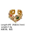 Anillo Abierto de Piedra Natural Personalizado de Lujo Ligero de Alta Gama Transfronterizo Europeo y Americano para Mujer, Anillo Hueco Estilo Vintage