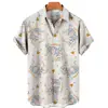 Camisa Nueva Europea y Americana Transfronteriza Pato Amarillo Impresión Digital 3D Casual Hawaiana de Manga Corta con Cuello