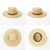 Sombrero de Verano Nuevo Estilo Europeo y Americano Tejido a Mano Fino de Rafia con Decoración de Correa de Remaches de Moda Sombrero para el Sol