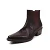 Botines Chelsea estilo británico de cuero lavado de alta calidad 2026, botines cortos de cuero genuino con tacón medio grueso y punta fina para mujer, talla 42 talla grande