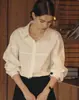 Liquidação Camisa de Algodão Puro Manga Longa Para o Trabalho 100% Algodão Moda Feminina Camisa Elegante com Corte Reto e Lapela para Mulheres