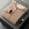Suéter tipo cárdigan de lana de punto informal, holgado, con capucha y color plano y grueso de cachemira para hombre, venta al por mayor