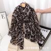 Vintage Fashionable Leopard Print Bali Fio Algodão Linho Seda Cachecol Quente Proteção Solar Xale Moda Estiloso Cachecol Proteção de Pescoço Feminino