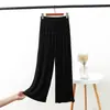 Pantalones de pierna ancha de algodón modal de cintura alta para mujer, primavera y verano, holgados, drapeados, rectos, casuales, adelgazantes, cropped
