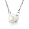 Collar de Perlas de Moda de Alta Gama de Venta Caliente Japonesa y Coreana para Mujer, Colgante Geométrico, Cadena Simple para Clavícula, Joyería de Plata de Ley 925
