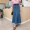 Nova Coleção Primavera/Verão 2026 Estilo Retrô Elegante Estilo Coreano Saia Lápis de Cintura Alta Saia Jeans de Comprimento Médio