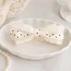 Pinza de Plátano de Doble Capa con Lazo de Puntos Blancos Estilo Coreano Estilo Ins, Elegante y Delicado Encaje Pinza Retorcida para Cola de Caballo Alta Media Recogida