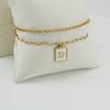 Pulseras con Alfabeto de 26 Letras Europeas y Americanas Transfronterizas para Mujer, Doble Capa, Joyería de Acero de Titanio con Clip de Papel de Moda, Al por Mayor en Stock