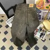Pantalones de Leopardo de Marca Nueva de Moda Ins para Hombre, Estilo Retro Americano High Street, Jeans Casuales Sueltos de Peso Pesado