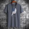 Camiseta de Manga Corta de Marca de Moda para Hombre 2026 Verano Nuevo Estilo Manga Media de Algodón Casual Talla Grande Top Camisa Básica
