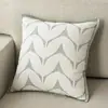 Almofada Jacquard de Veludo Estilo Vintage Cremoso para Sofá Sala de Estar Almofada de Costas Luxo Leve Retro Travesseiro de Cabeceira Pousada Folhas