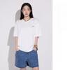 Especial en stock 2025 Verano Coreano Suelto LOGO Camiseta de Manga Corta Blanco Cuello Redondo Manga Media Camiseta Básica Top para Mujer