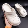 Zuecos Qida Shun para Mujer 2026 Verano Nuevo Estilo Exterior Punta Cerrada Suela Gruesa Antideslizante Sandalias de Playa para Hombre