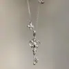 Collar con Colgante de Flor de Lirio Francés para Mujer, Acabado Cepillado, Diseño de Nicho, Lujo Ligero, Cadena de Clavícula de Gama Alta