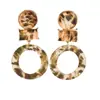 Brincos Longos de Resina com Estampa de Leopardo Retro Sexy Moda Cruzada Europeia e Americana Moda Versátil Brincos Pendentes de Costura para Mulheres