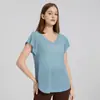 Camiseta deportiva de manga corta de secado rápido Shuxi para mujer, transpirable, adelgazante, de longitud media, top casual para yoga, ropa de fitness