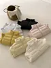 Chamarra acolchada de punto con mangas de retazos, 90% plumón de pato blanco, estilo corto, para mujer, moda de invierno 2026, cálida, casual, moderna