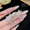 Brincos Super Brilhantes de Prata 925 com Pino, Personalizados com Zircônia Total, Estilo de Luxo Leve de Alta Qualidade, Brincos Populares, Acessórios de Orelha de Moda Elegantes e Requintados para Mulheres