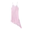 Comercio Exterior Transfronterizo Ropa Europea y Americana Moda Popular de Aliexpress Vestido de Tirantes de Satén con Empalme de Encaje Temperamento