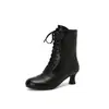Botines Romanos Retro con Cordones Botas de Caballero de Tacón Grueso Medio Botas Brock para Mujer Tallas Grandes 40-50 Botas de Comercio Exterior