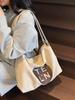Bolsa Feminina de Grande Capacidade, Novo Modelo Primavera 2026, Design de Nicho, Bolsa Tote de Lona de Ombro Único para Estudantes que Vão à Aula e para o Dia a Dia