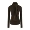 Camiseta de Manga Larga con Bufanda Extraíble Sexy Cepillada para Chica Caliente, Cintura Delgada para Mujer, Aspecto Adelgazante, Camiseta Básica, Top Corto, Moderno